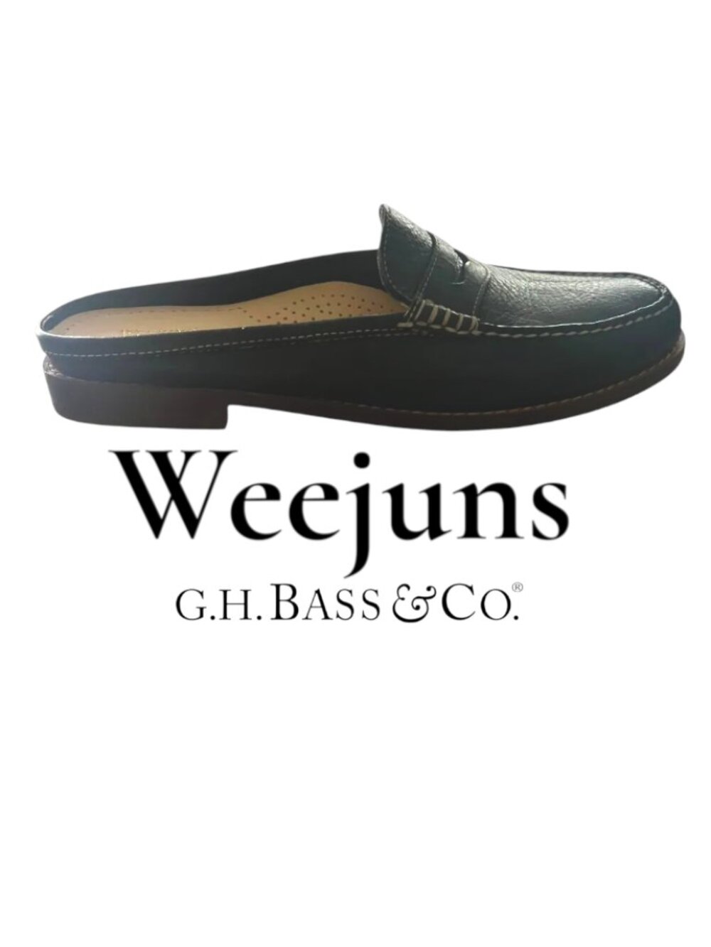 Bass Weejuns Black Leather Loafer Slides Excellent Condition Size 9.5